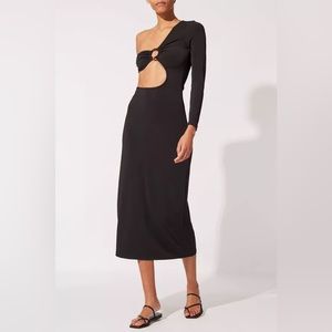 Solid and Striped Black Side CutOut Dress